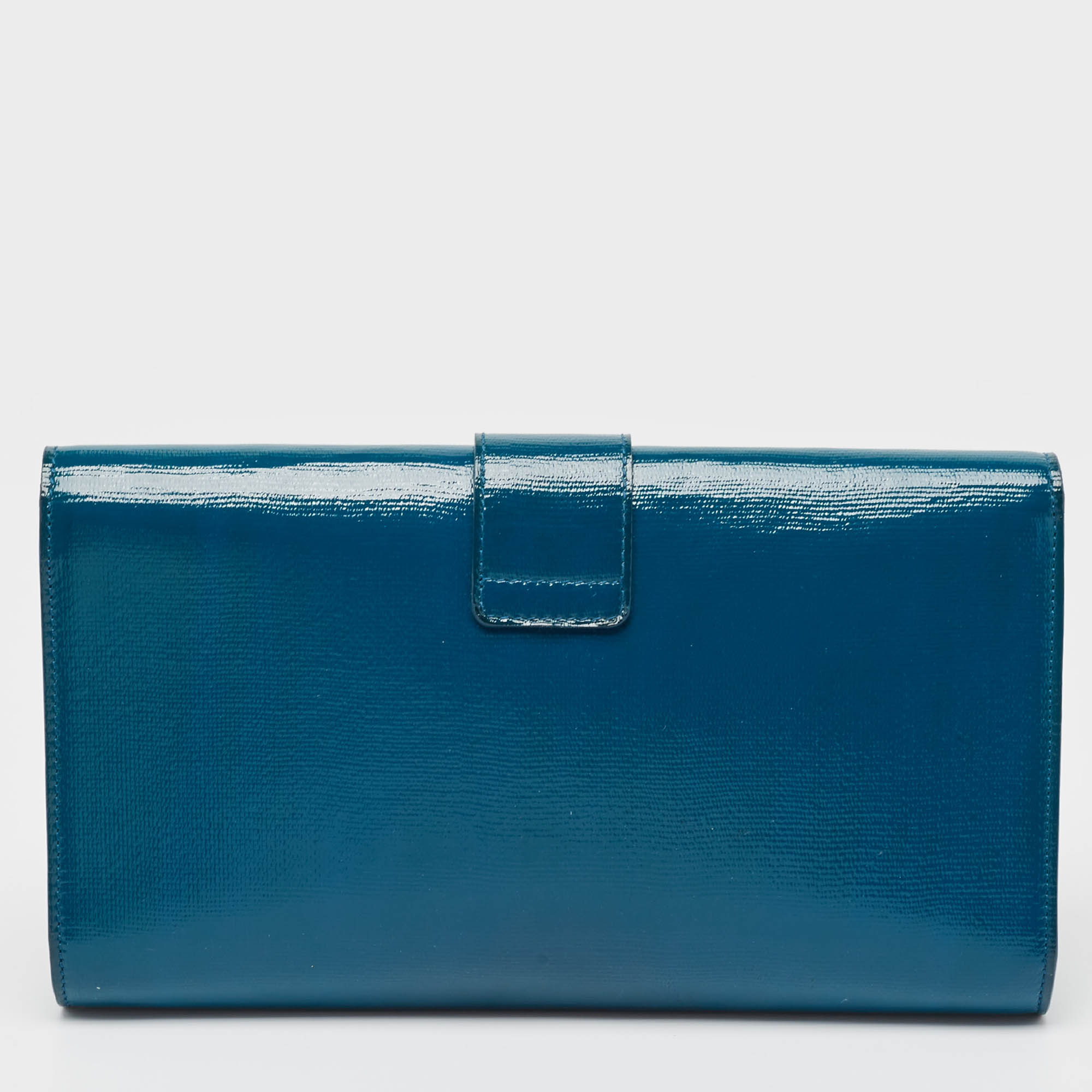 Saint Laurent Teal Green  Leather Y Line Clutch