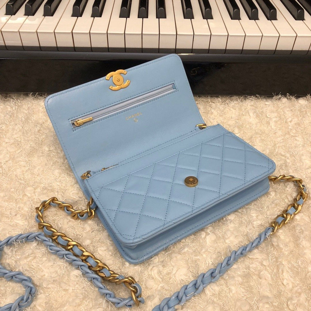 ChanelOriginal Small Classic GlamIap Bag Gold Hardware Blue For Women Handbags, Shoulder Bags 7.5in/19cm AP33814