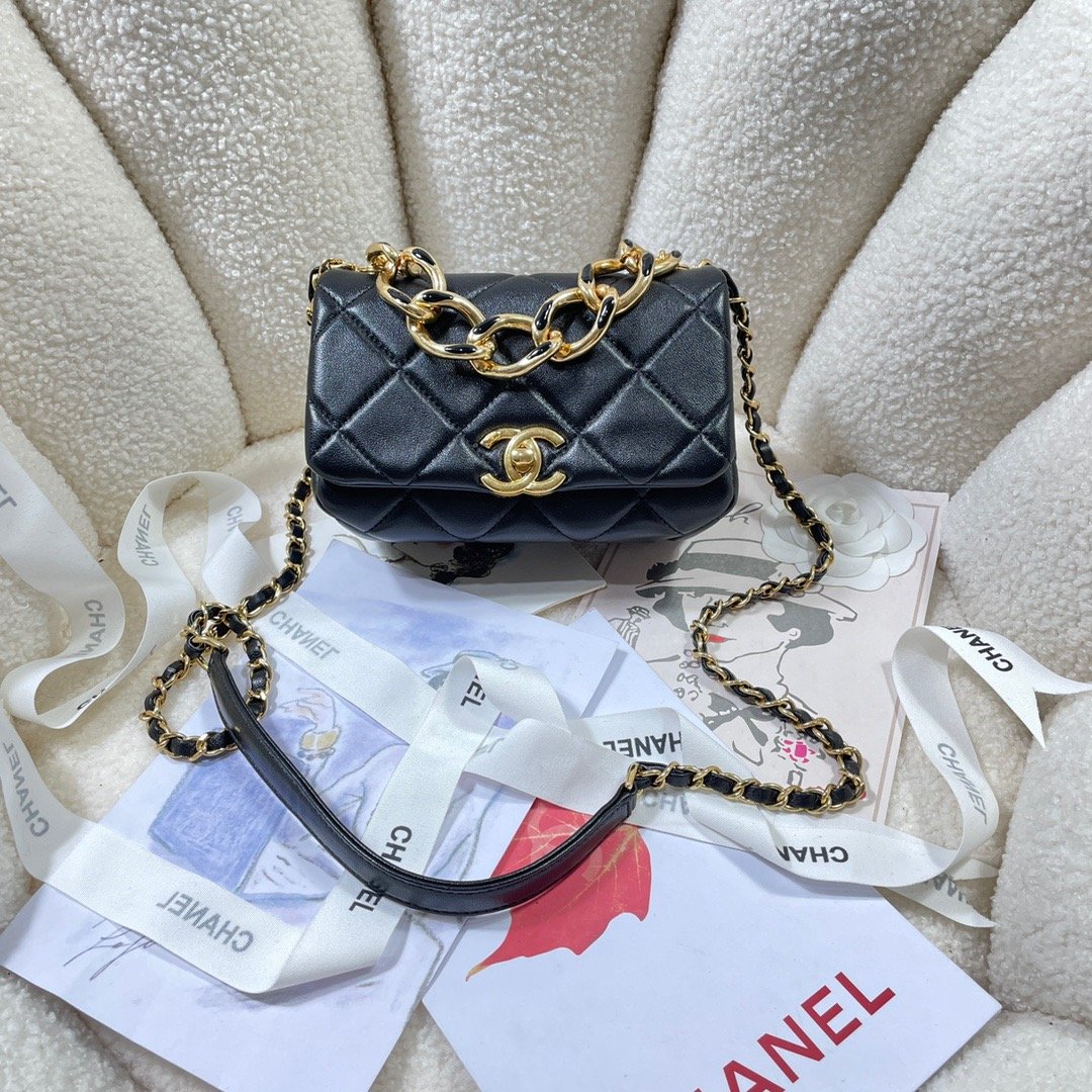 ChanelMini GlamIap Bag Gold Hardware Black For Women Handbags, Shoulder Bags 6.7in/17cm AS3365