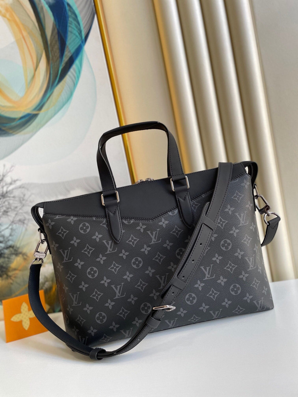 Louis Vuitton Briefcase Explorer Monogram Eclipse Canvas For Men, Bags, Shoulder And Crossbody Bags 15.4in/39cm Louis Vuitton M40566