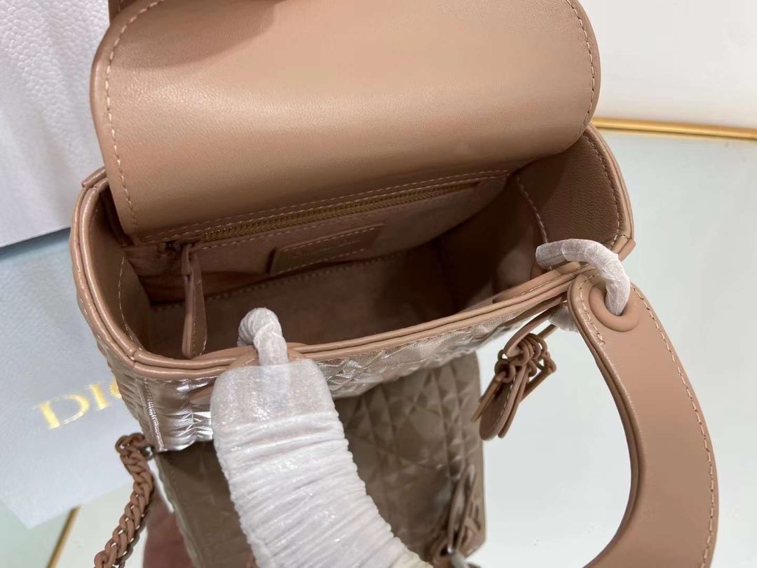 Dior Mini Lady Bag Cannage with Beaded Motif, Brown, For Women Women’s Handbags, Crossbody Bags, 18cm CD