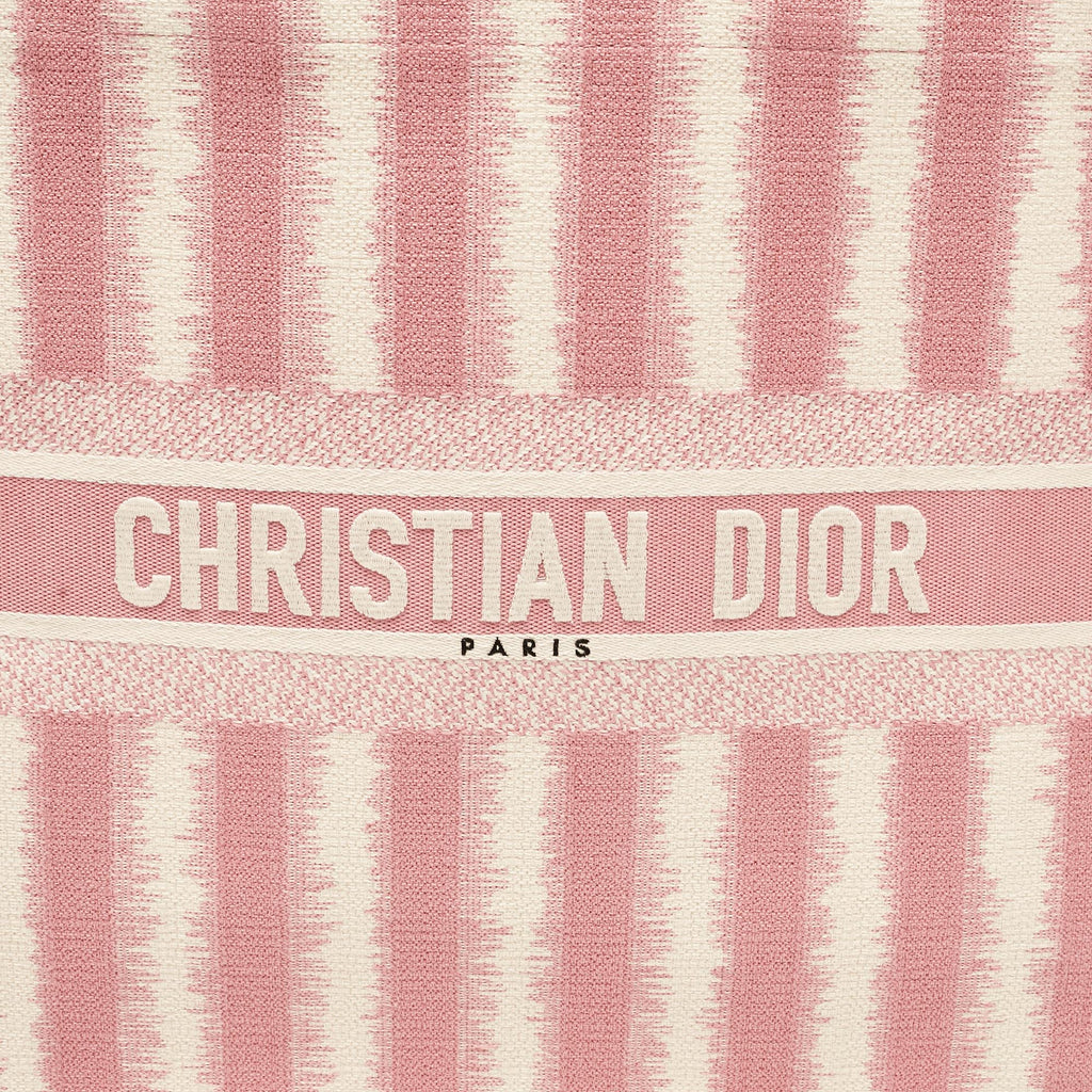 Dior Pink/white Canvas Large Stripe Book Tote