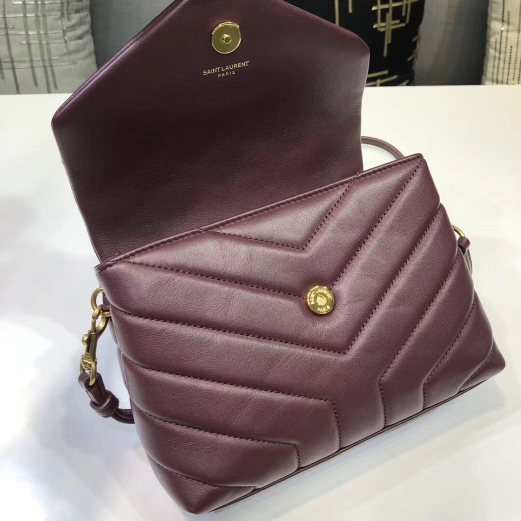 Saint Laurent Loulou Mini Shoulder Bag Burgundy For Women 7in/18cm YSL