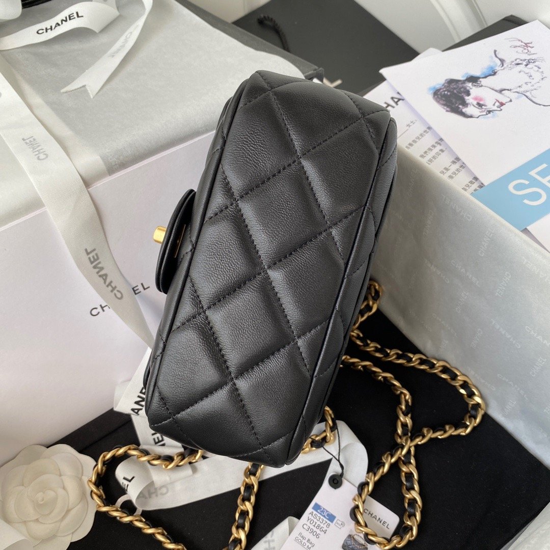ChanelSmall GlamIap Bag Gold Hardware Black For Women Handbags, Shoulder Bags 7.9in/20cm AS3450