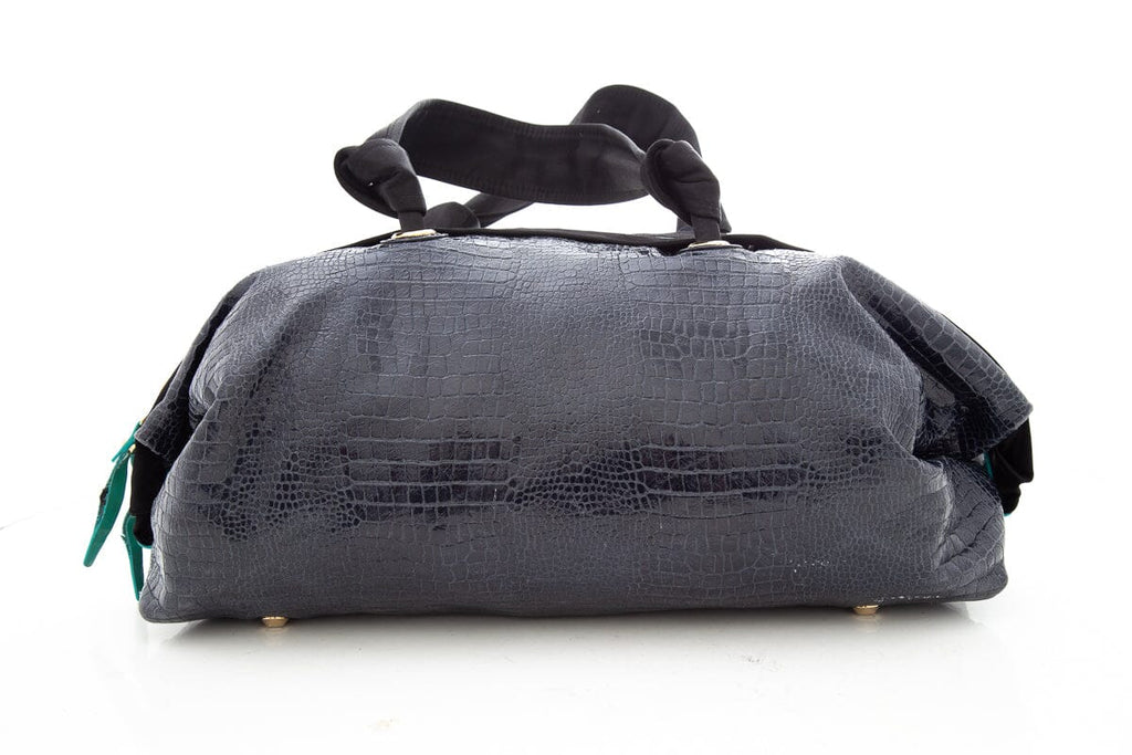 Lanvin Navy Alligator Shoulder Bag