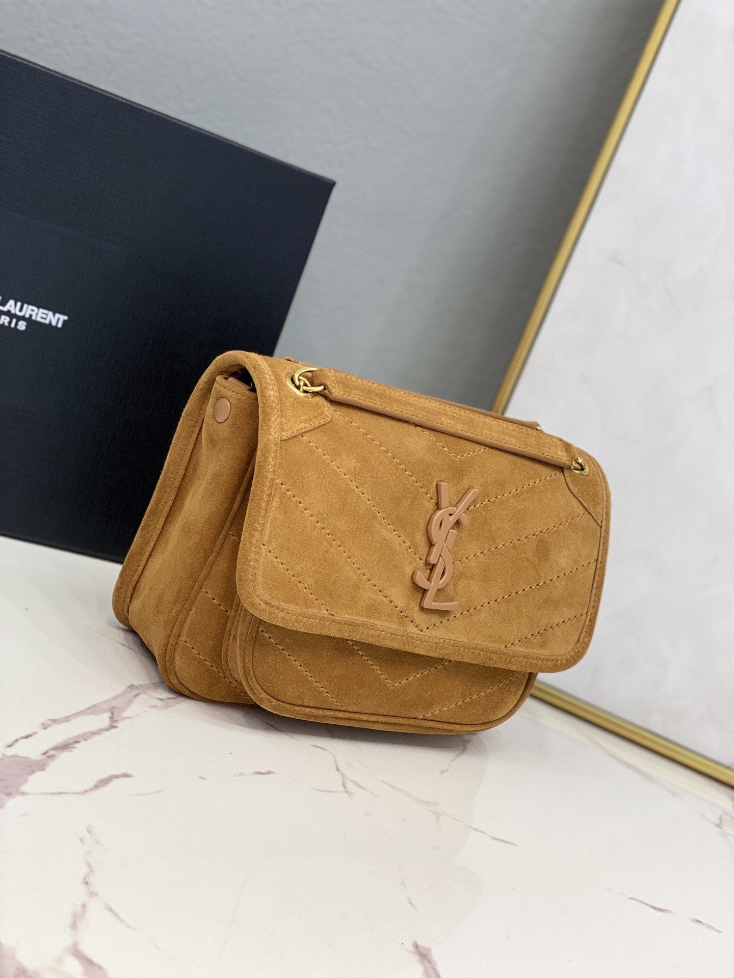 YSSL Niki Baby Chain Bag Brown For Women 8in/21cm YSL