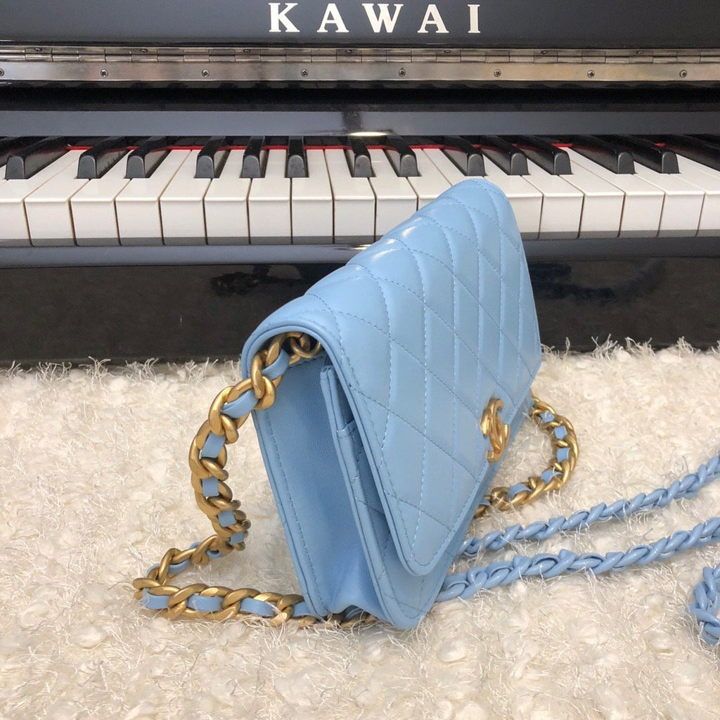 ChanelOriginal Small Classic GlamIap Bag Gold Hardware Blue For Women Handbags, Shoulder Bags 7.5in/19cm AP33814