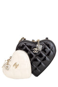 Chanel Patent Calfskin Resin Quilted CC Heart Clutch Shoulder Bag