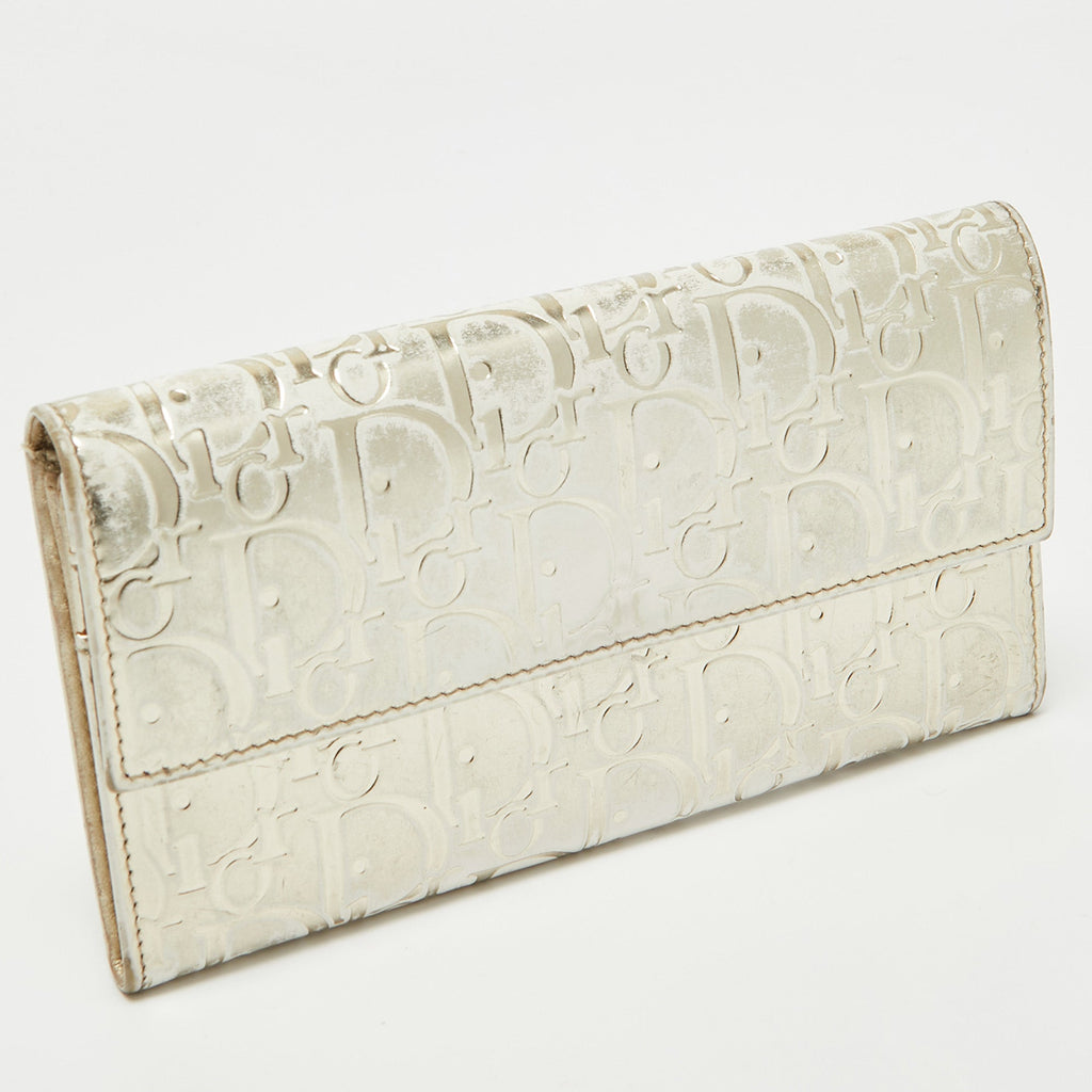 Dior Gold Oblique Embossed  Leather Continental Wallet