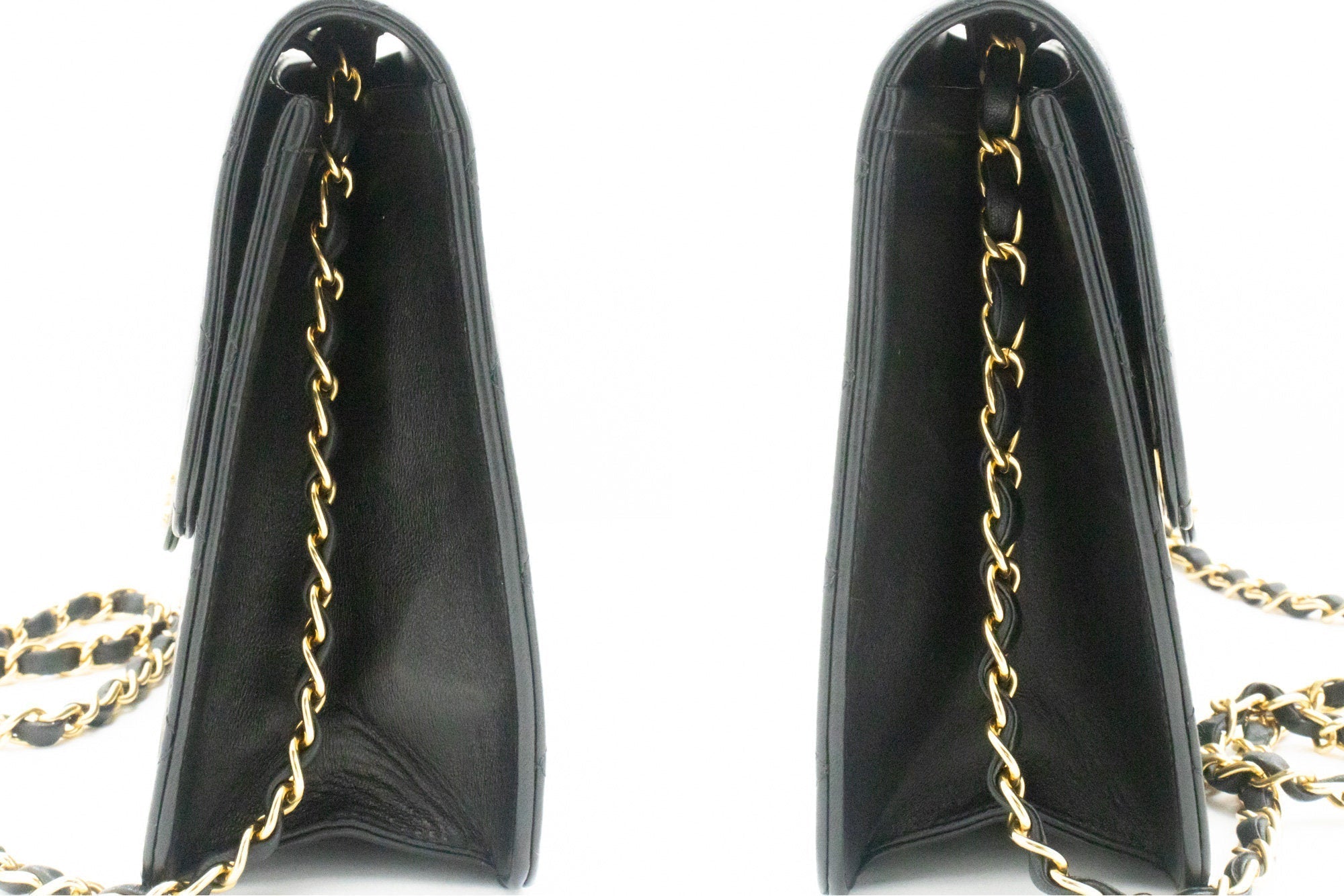 CHANEL Chain Shoulder Bag Clutch Black Quilted Flap Lambskin Purse k11