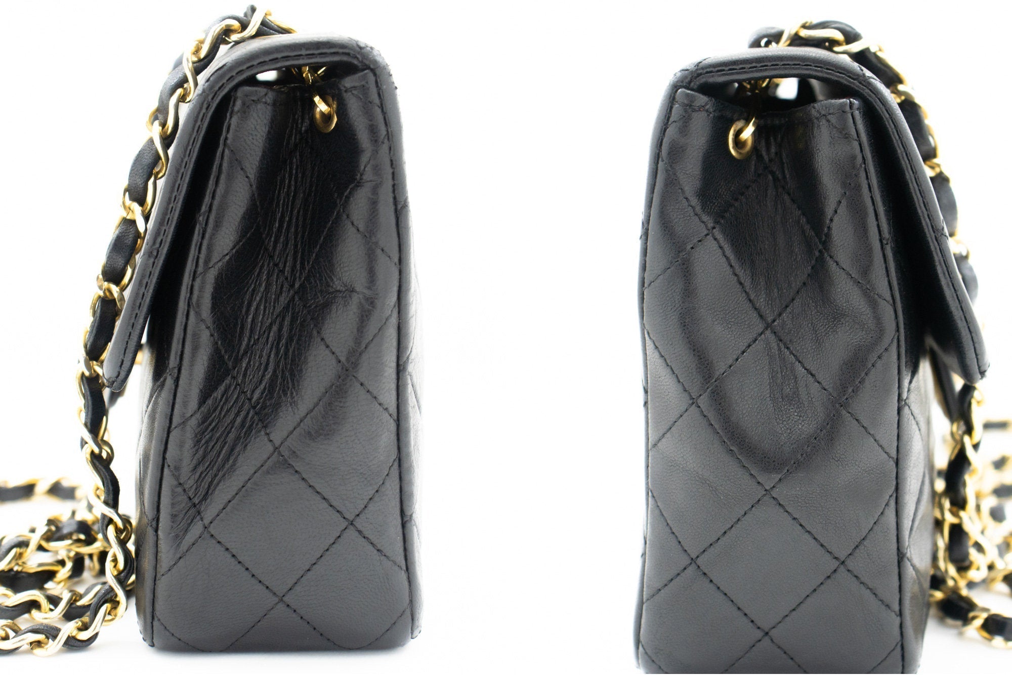 CHANEL Mini Square Small Chain Shoulder Bag Crossbody Black Quilt k83