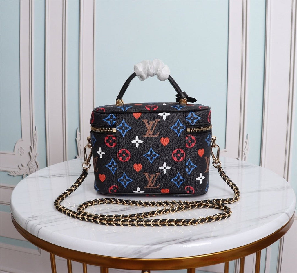 Louis Vuitton Vanity PM Bag Game On Monogram Canvas Black By Nicolas Ghesquiere For Women, WomenÃƒÂ¢Ã¢â€šÂ¬Ã¢â€žÂ¢s Handbags, Shoulder And Crossbody 7.5in/19cm Louis Vuitton M57482