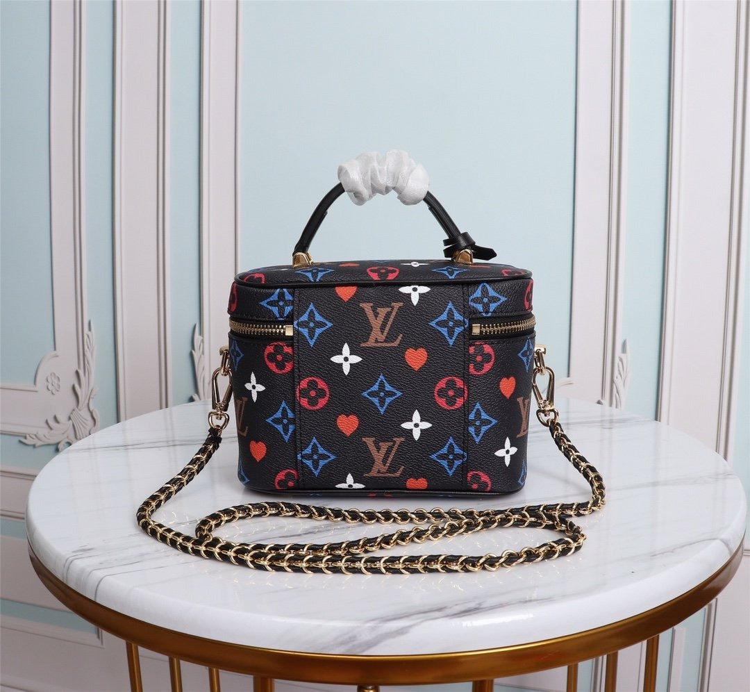 Louis Vuitton Vanity PM Bag Game On Monogram Canvas Black By Nicolas Ghesquiere For Women, WomenÃƒÂ¢Ã¢â€šÂ¬Ã¢â€žÂ¢s Handbags, Shoulder And Crossbody 7.5in/19cm Louis Vuitton M57482