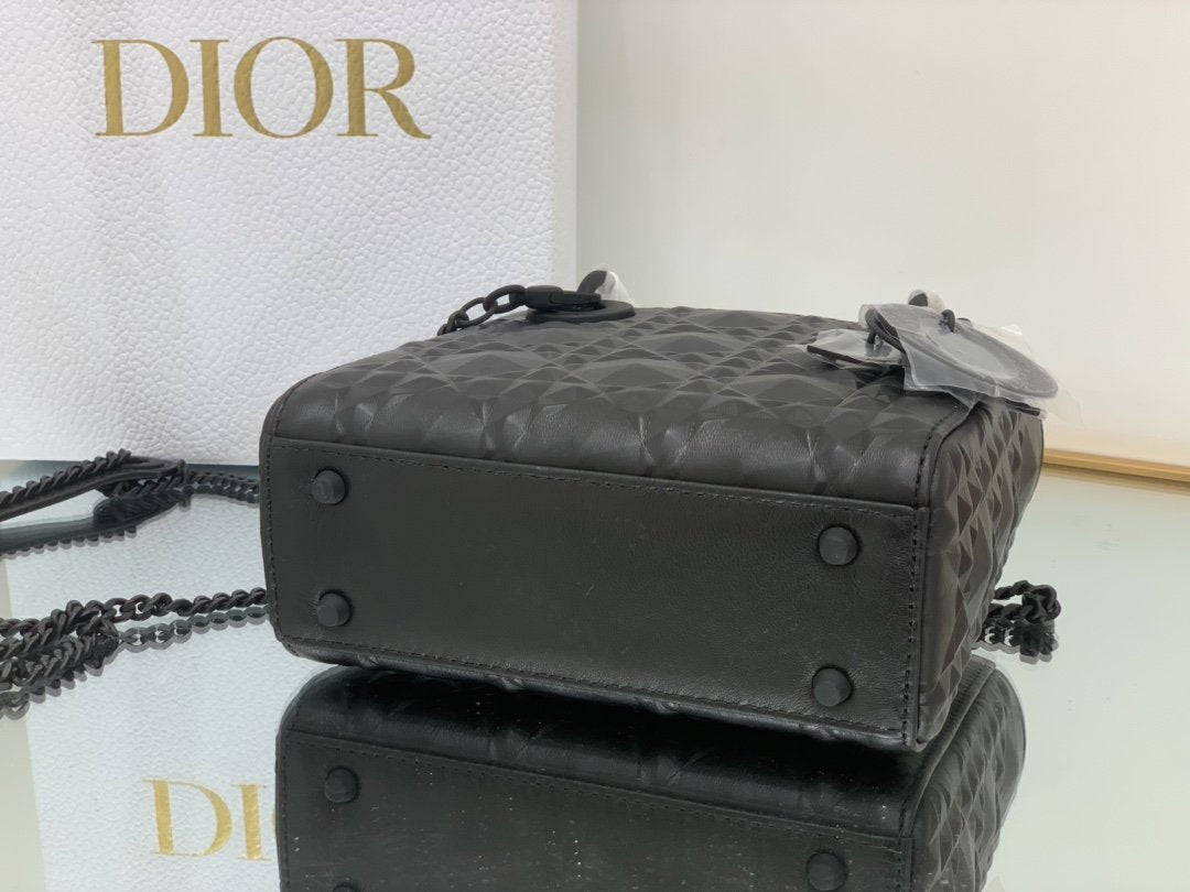 Dior Mini Lady Bag Black Cannage with Beaded Motif, Black, For Women Women’s Handbags, Crossbody Bags, 18cm CD M0505SNEA_M900