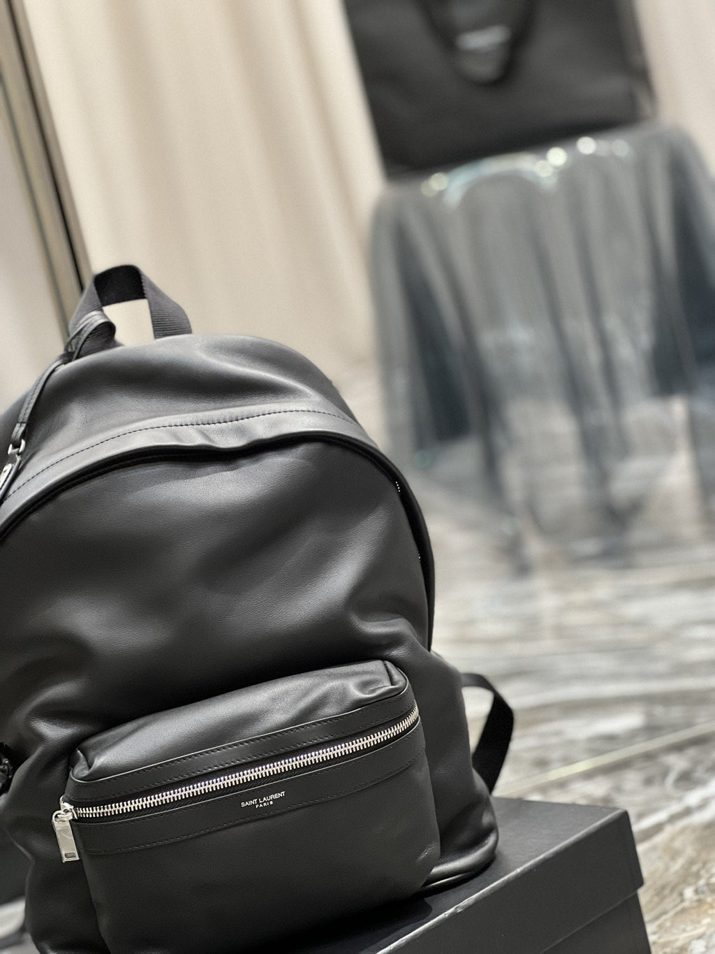 Top Quality City Backpack In Unisex For Women 13.8in/35cm Black YSL