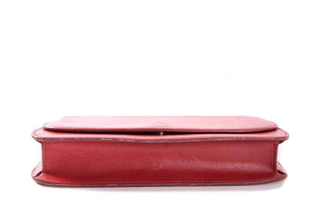 Mark Cross Red Leather Clutch with Shoulder Chain