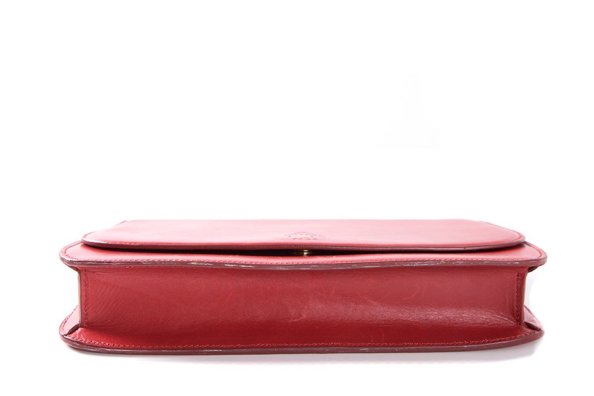 Mark Cross Red Leather Clutch with Shoulder Chain
