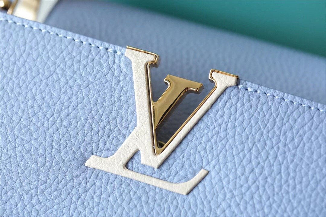 Louis Vuitton Capucines MM Taurillon Light Blue/ Beige For Women, WomenÃƒÂ¢Ã¢â€šÂ¬Ã¢â€žÂ¢s Bags, Shoulder And Crossbody Bags 12.4in/31.5cm Louis VuittonÃƒâ€šÃ‚Â 