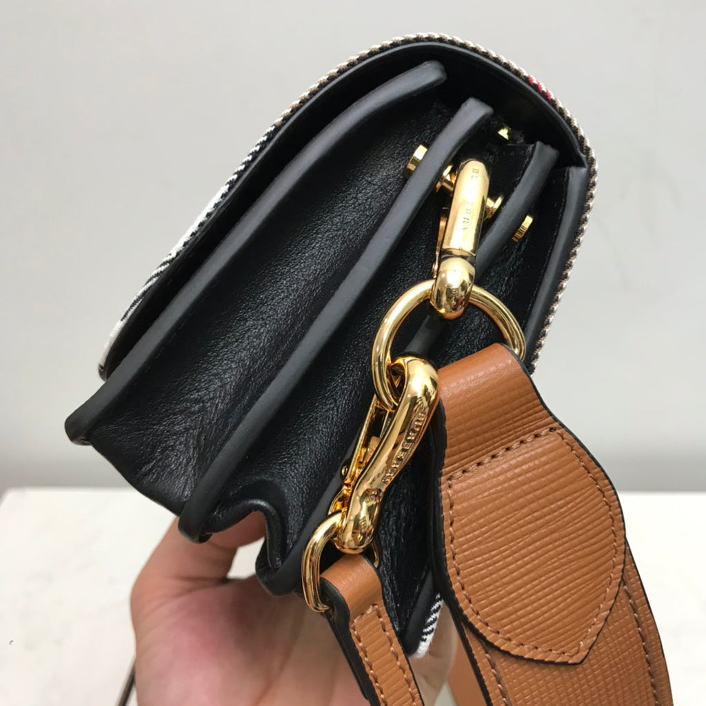 Small Bridle House Check And Buckle Crossbody Brown For Women, Bags 7.8in/20cm
