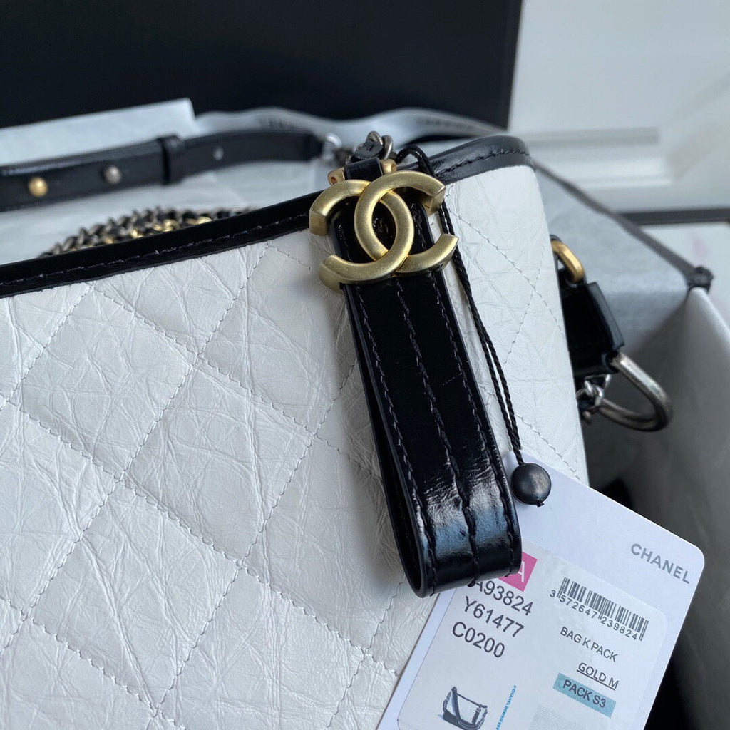 ChanelGabrielle Hobo Handbag White/Black For Women Bags, Shoulder And Crossbody Bags 9.8in/25cm A93824 Y61477 C0200