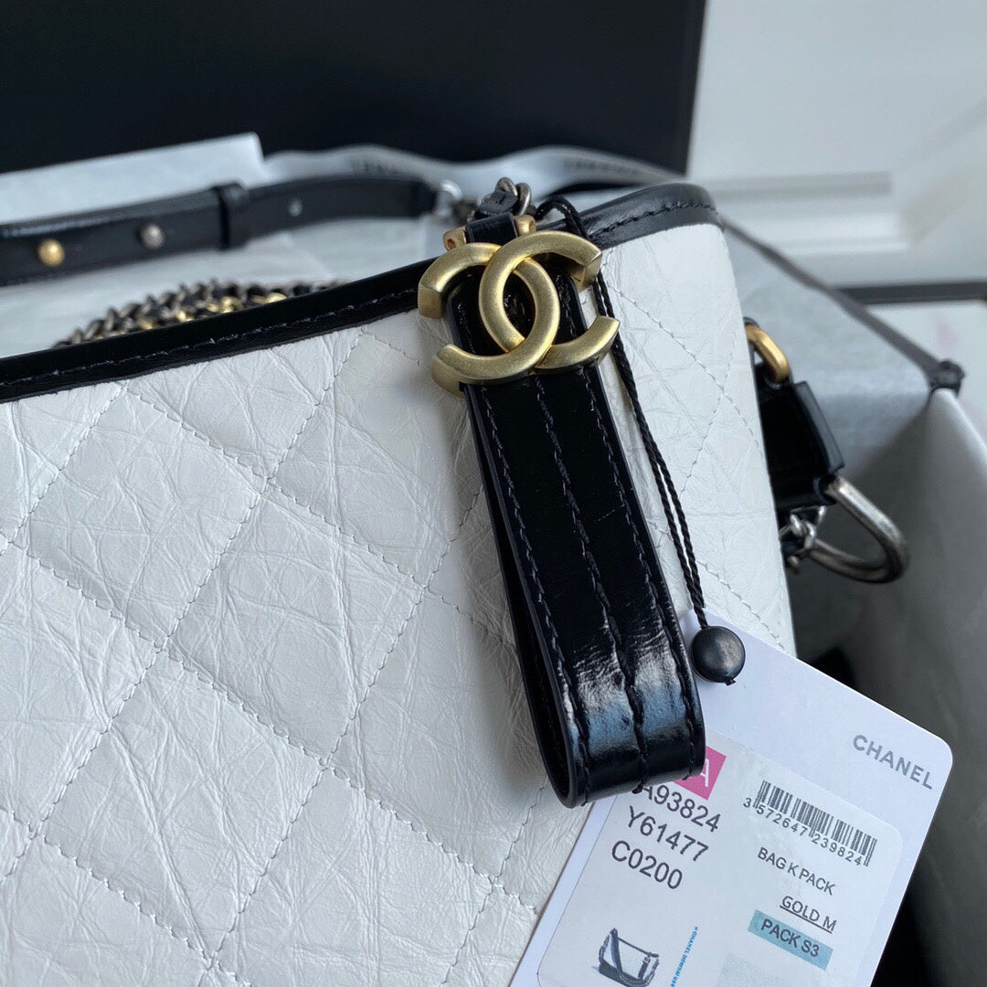 ChanelGabrielle Hobo Handbag White/Black For Women Bags, Shoulder And Crossbody Bags 9.8in/25cm A93824 Y61477 C0200