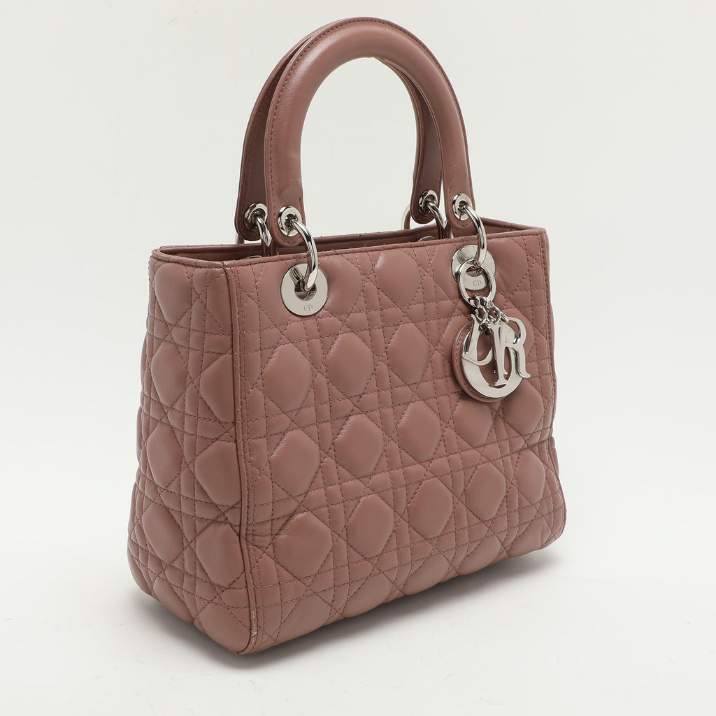 Dior Beige Cannage  Leather Medium Lady Dior Tote
