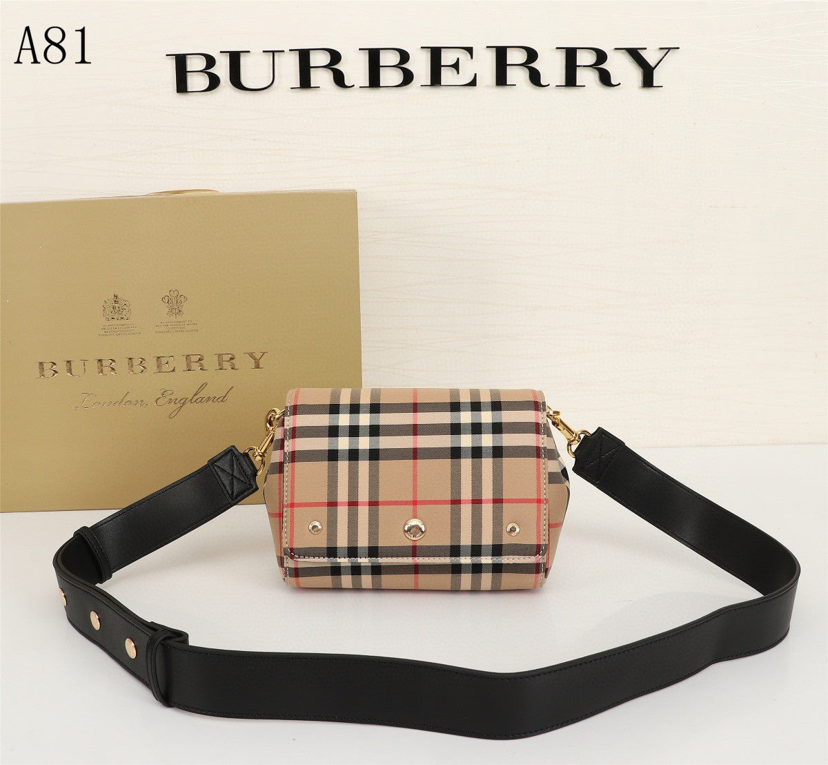 Vintage Check And Small Crossbody Bag Archive Beige For Women, Bags 7.1in/18cm 80264541