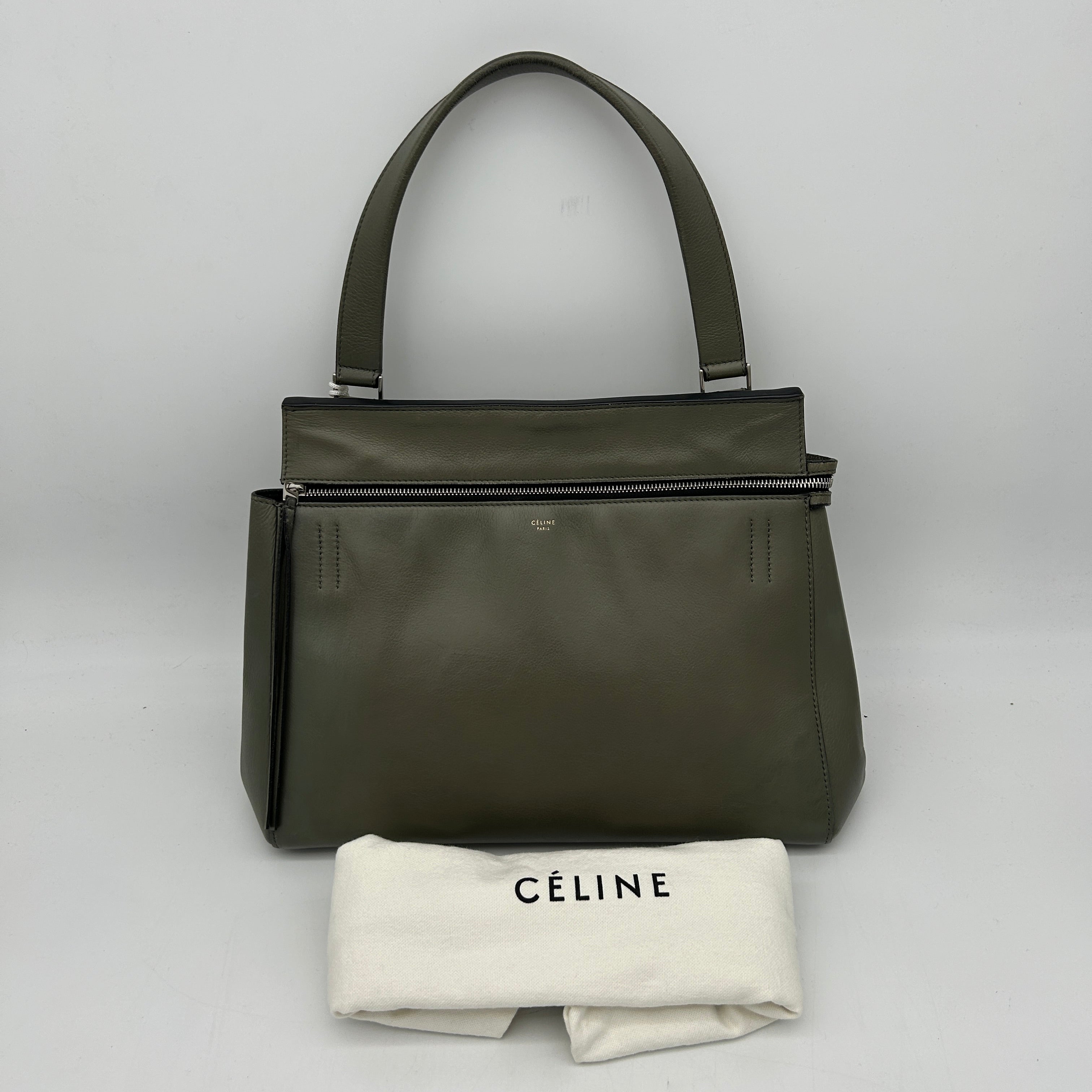 Celineline Medium Edge Green Leather Shoulder Bag