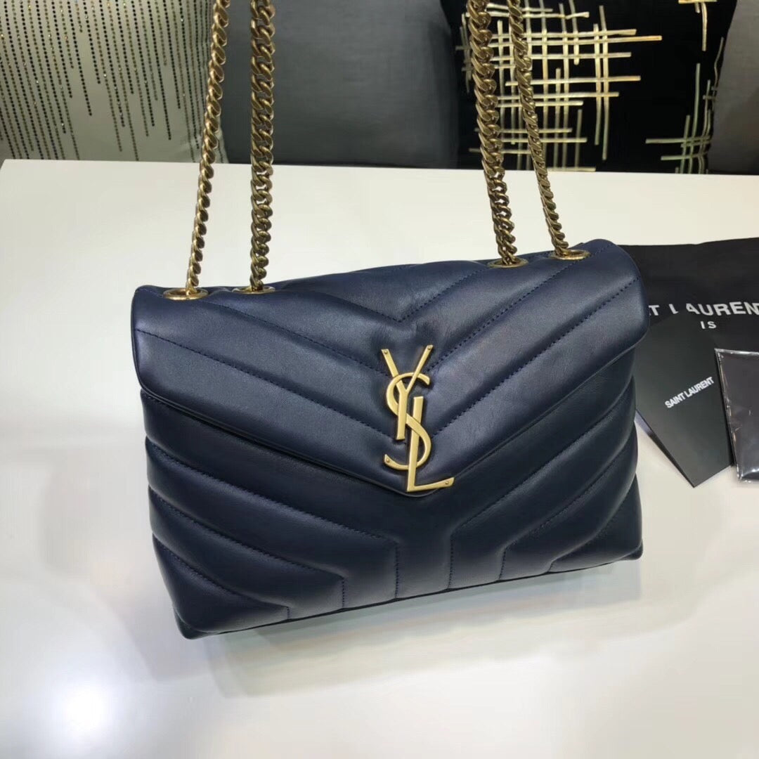 YSSL Loulou Small Chain Bag In MatelassÃ© "Y" Blue For Women 9.8in/23cm YSL 494699DV7274147
