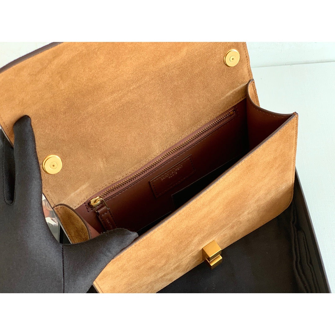 Top QualityÂ Le Carre Satchel Brown For Women 9in/23cm YSL