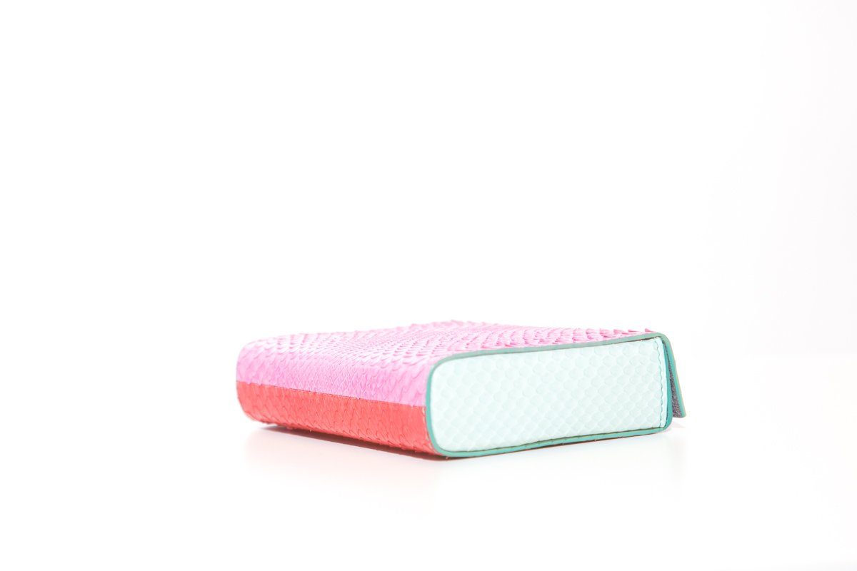 Iris Noble Multi Color Python Leather Clutch