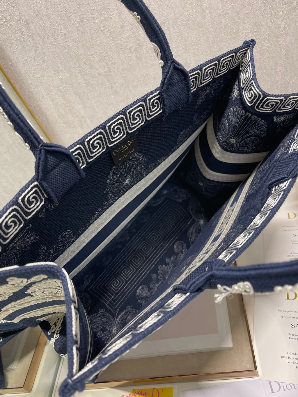 Dior MeDiorum Book Tote Blue and White Cornely Embroidery, Blue, For Women Women’s Handbags, Shoulder Bags, 42cm CD M1286ZTZB_M928