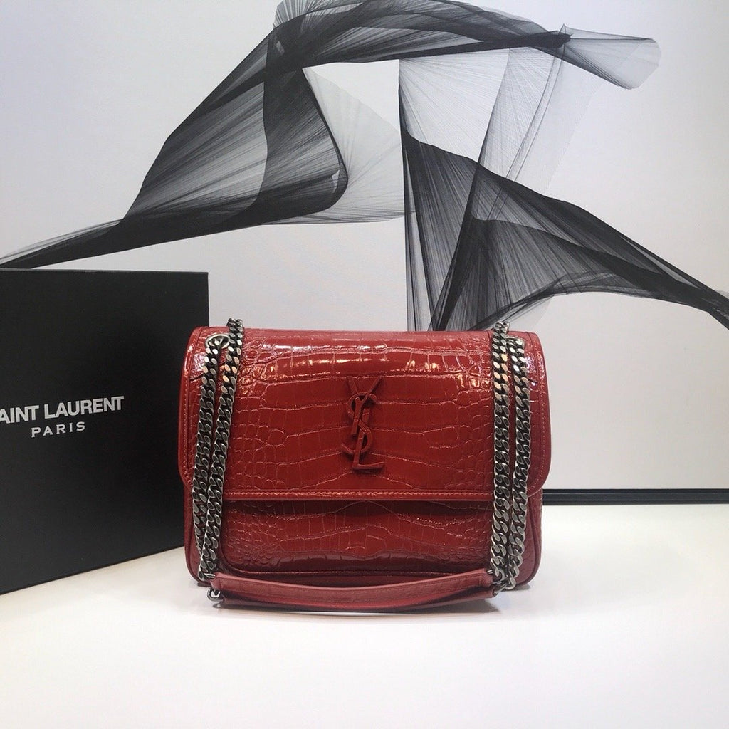 YSSL Niki Medium Chain Bag In-Embossed RedÂ For Women 11in/28cm YSL