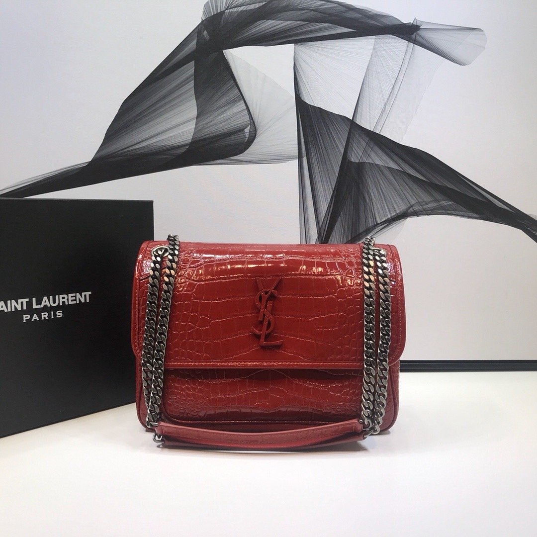 YSSL Niki Medium Chain Bag In-Embossed RedÂ For Women 11in/28cm YSL