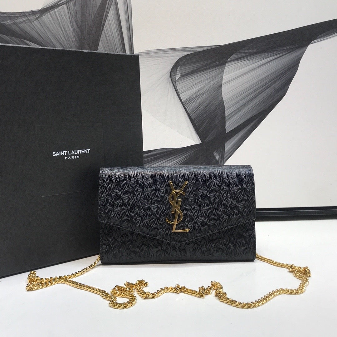 YSSL Uptown Chain Wallet Black For Women 7in/19cm YSL 6077881GF0J1000