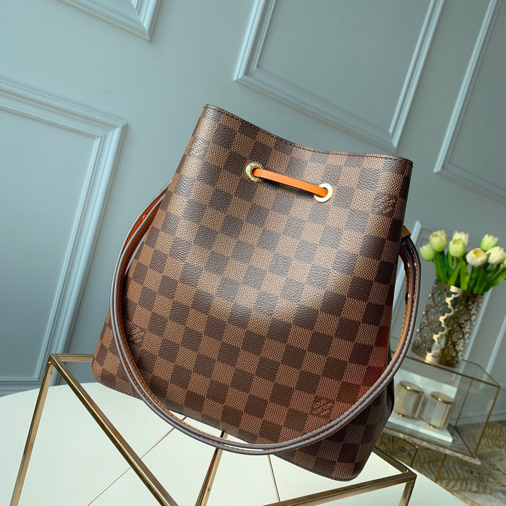 Louis Vuitton NeoNoe MM Bucket Bag Damier Ebene Canvas Safran Yellow For Women,  Shoulder And Crossbody Bags 10.2in/26cm Louis Vuitton N40213