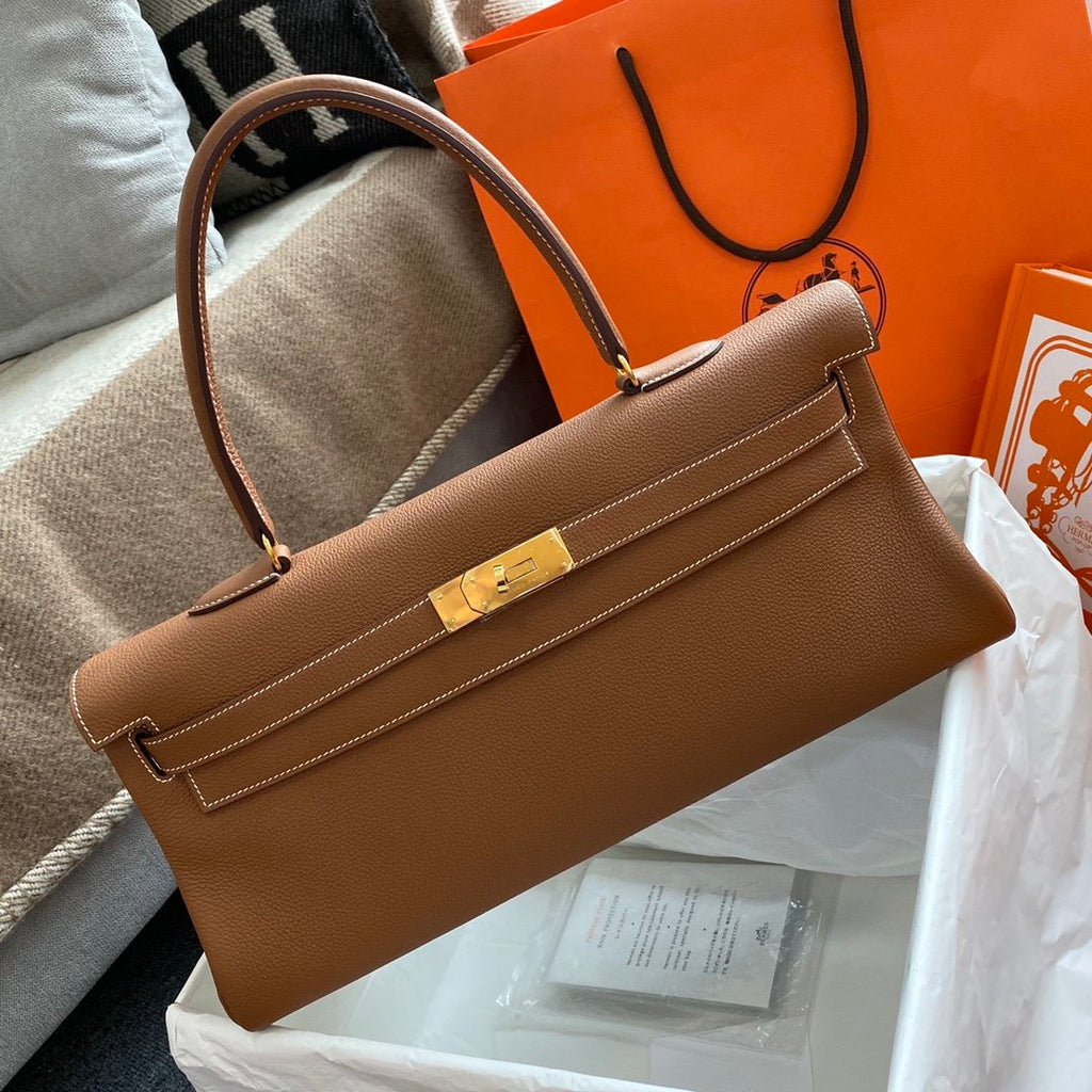 Shoulder Kelly CK37 Brown For Women Gold Color Hardware 16.5in/42cm