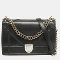 Black Leather Medium Diorama Shoulder Bag