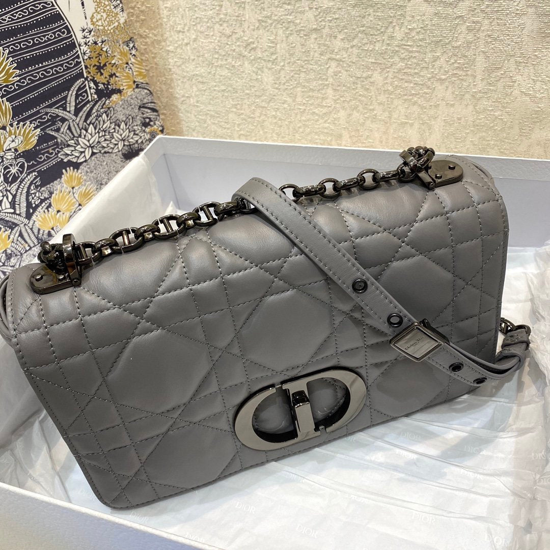Dior MeDiorum Caro Bag Gray Padded Macrocannage, Dark Grey, For Women Women’s Handbags, Crossbody Bags, 25cm CD M9242BNGK_M41G