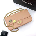 ChanelMaroon Medallion Nude Reissue 2.55 Classic 225 GlamIap Beige Bag For Women 24cm/9.4in