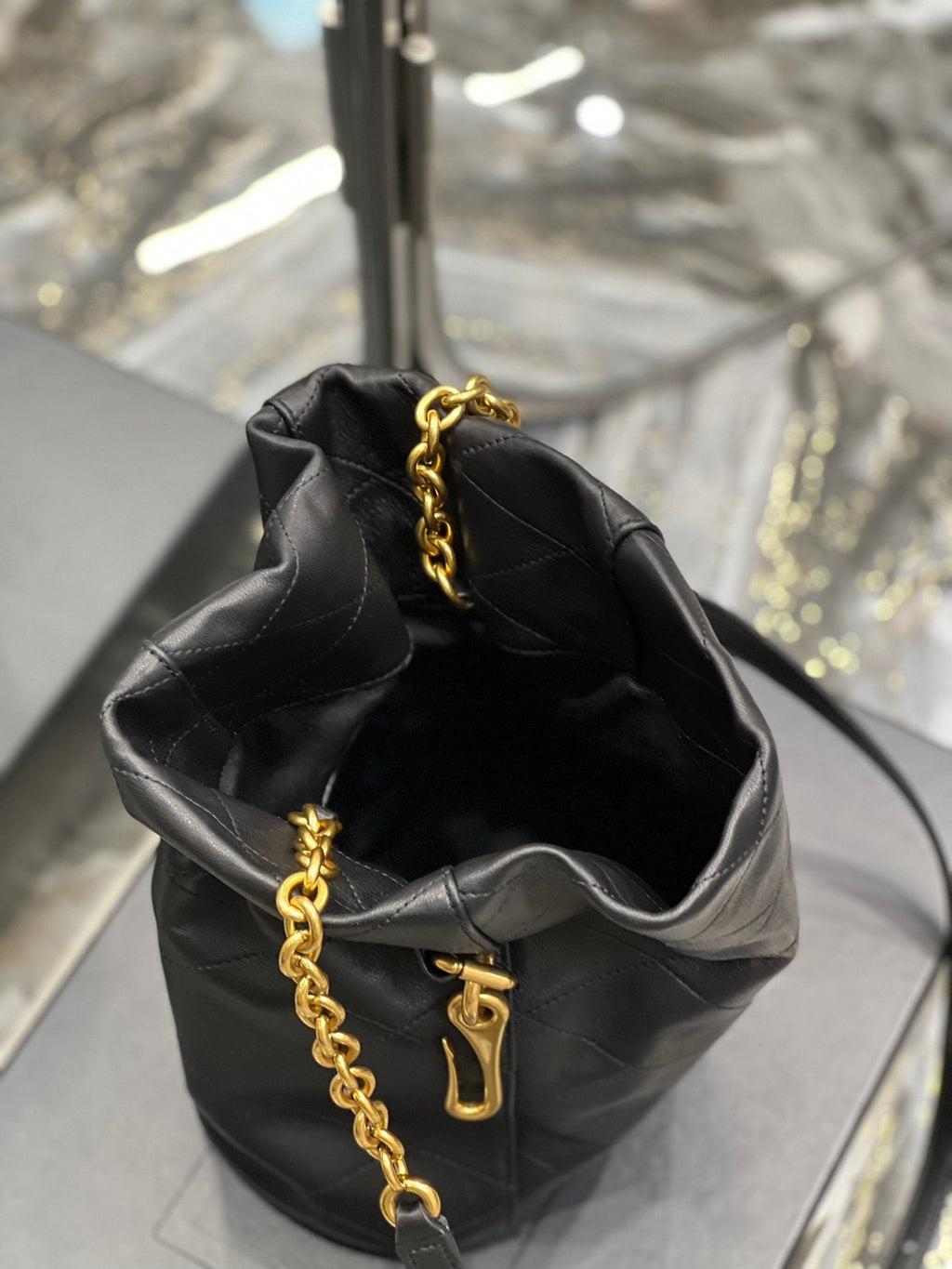 YSSL Le Maillon Bucket Bag Black For Women 10in/27cm YSL 686310AAAJK1000