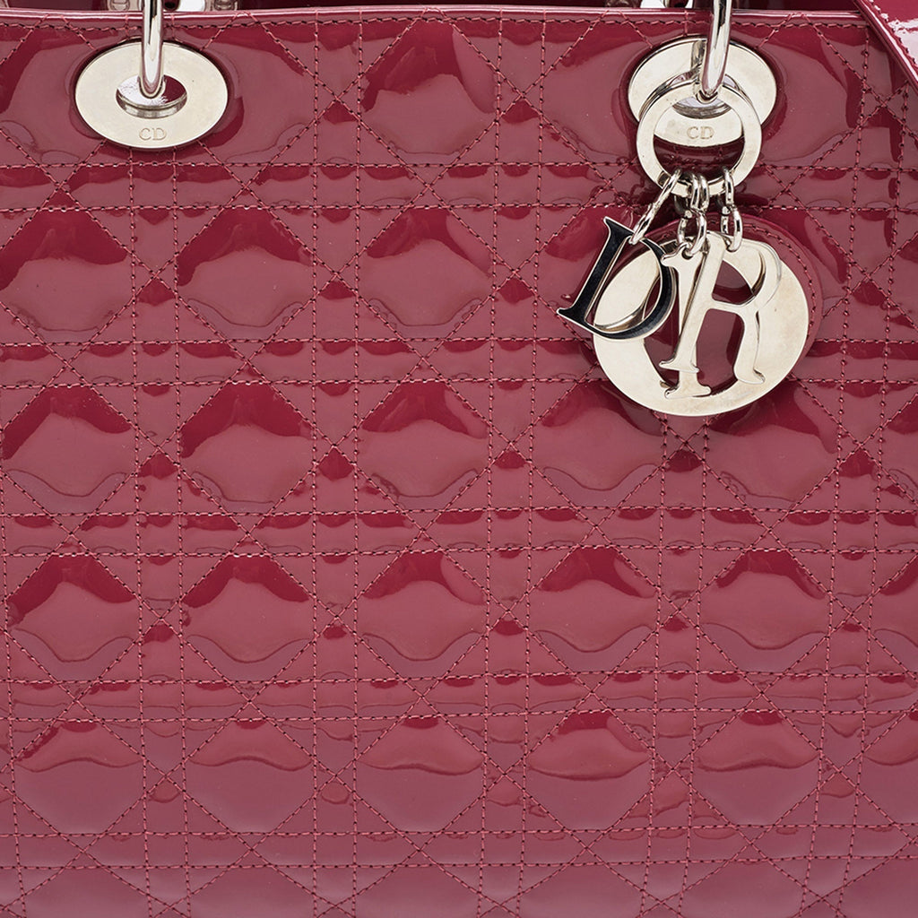 Dior Fuchsia Cannage  Leather Large Lady Dior Tote