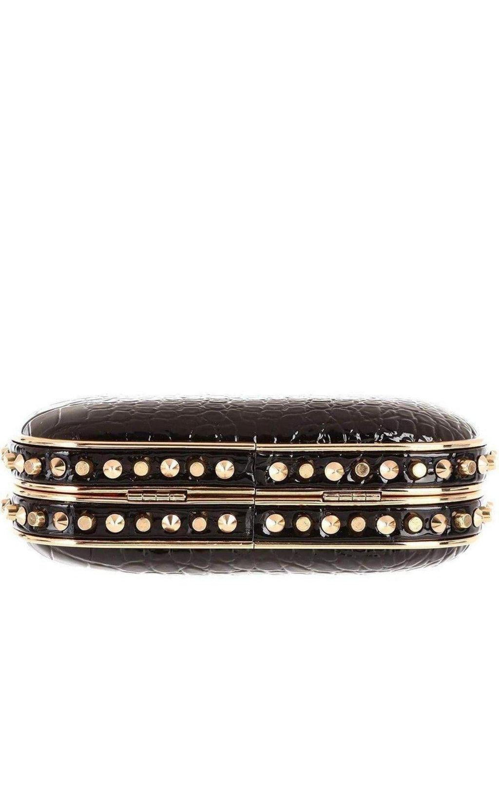 Alexa Black Patent Faux Leather Clutch