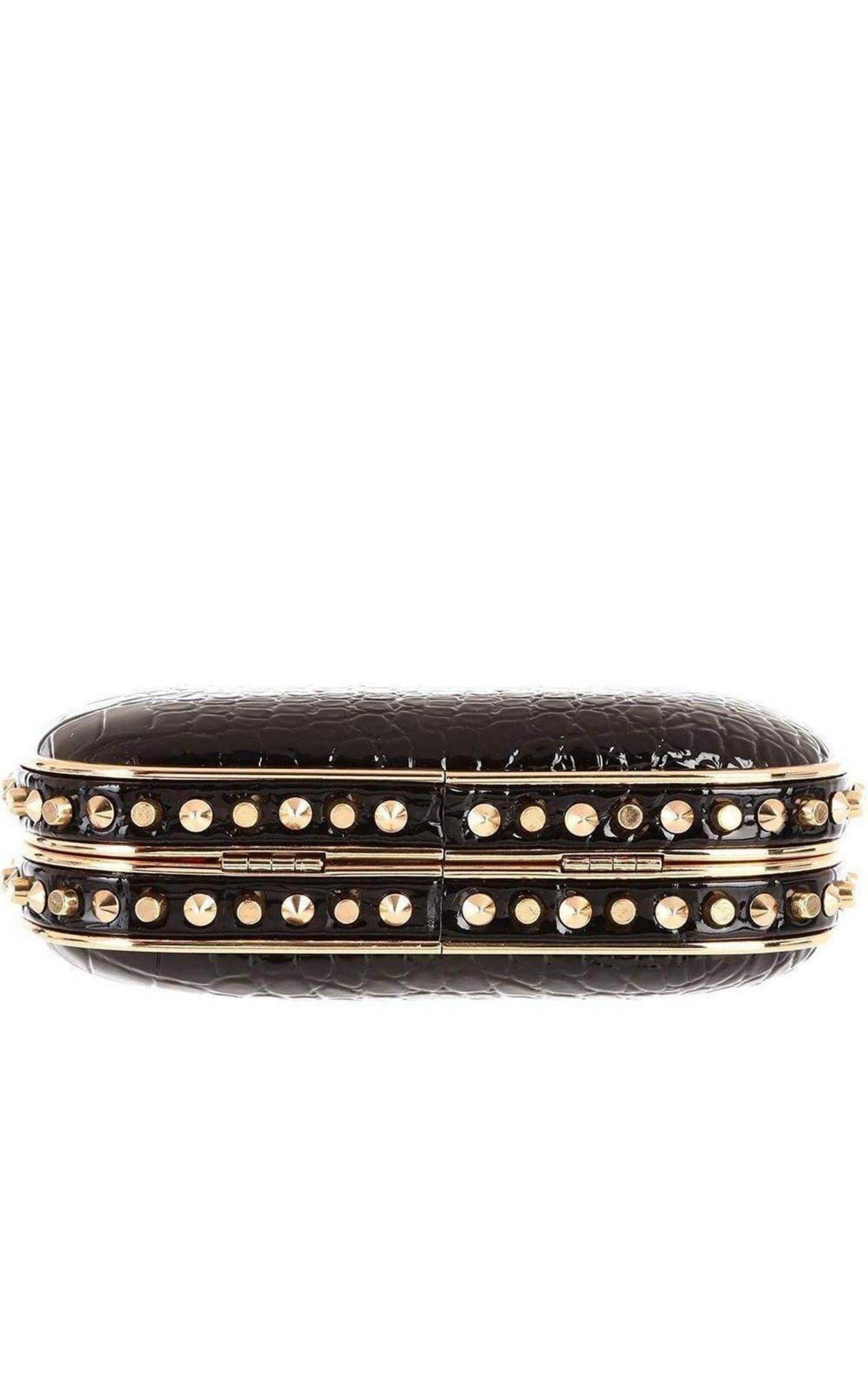 Alexa Black Patent Faux Leather Clutch