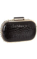 Alexa Black Patent Faux Leather Clutch