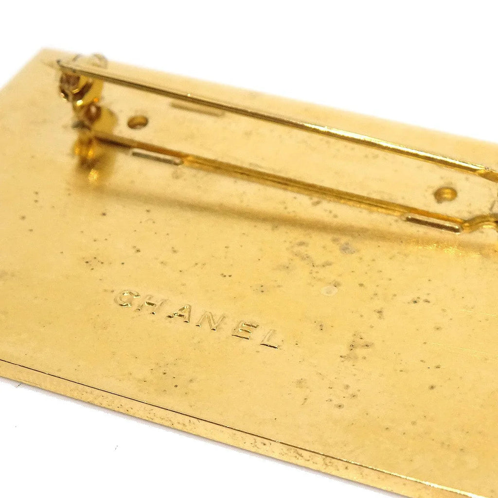 CHANEL Plate Brooch Pin Corsage Gold