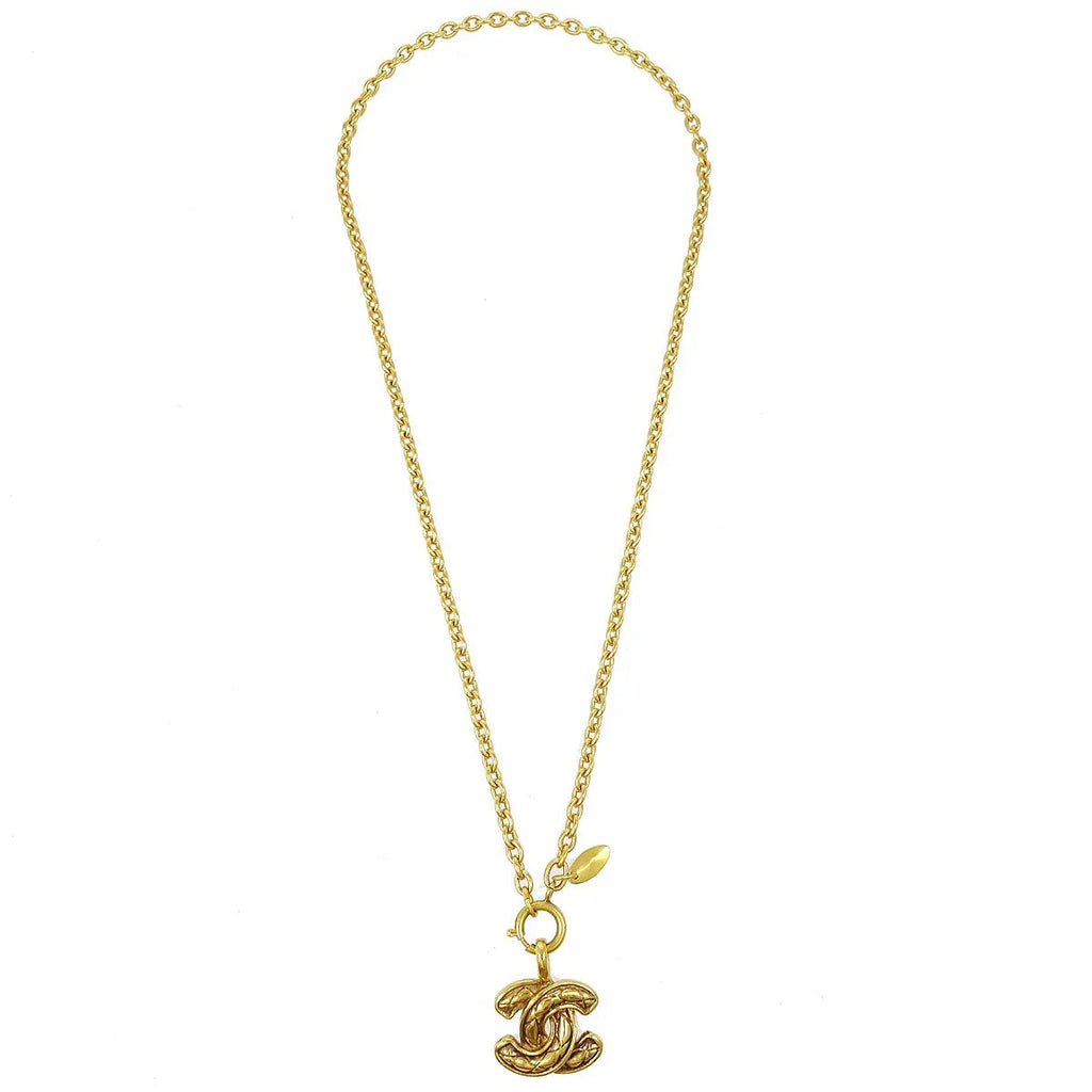 CHANEL 1986-1994 Quilted CC Chain Necklace 3858