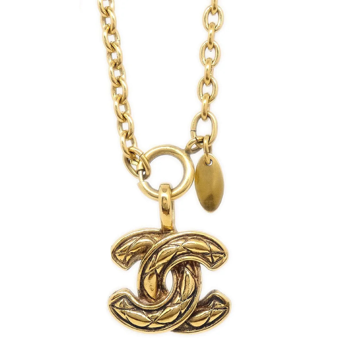 CHANEL 1986-1994 Quilted CC Chain Necklace 3858