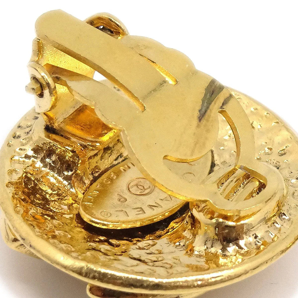 Chanel 1994 Gold Quilted 'CC' Round Earrings Small
