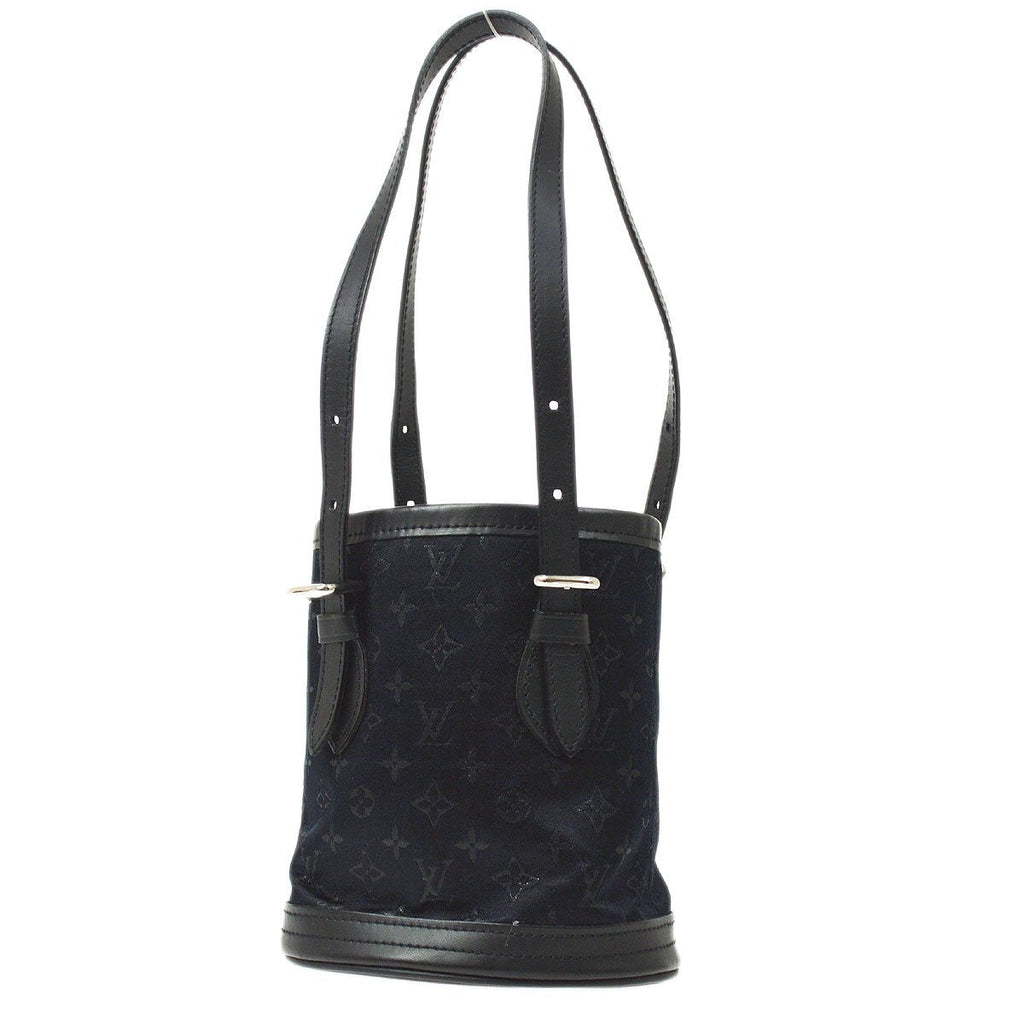 Louis Vuitton 2001 Monogram Satin Little Bucket Black M92144